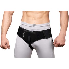 Wonder Care - Black Inguinal Hernia Support Truss for Single Inguinal or Sports Hernia with one Removable Compression Pads & Adjustable Groin Straps Surgery & injury Recover (Left M-32-35 inches)