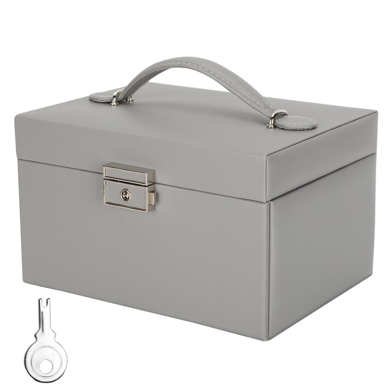 Three Layer Jewelry Storage Box PU Leather Necklace Rings Earrings