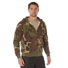 Rothco Vintage Woodland Cmouflage Thermal-Lined Zipper Hooded Sweatshirt, Woodland Camouflage, Medium