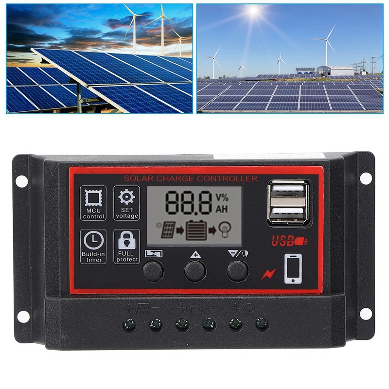 LCD Solar Charge Controller 5V /2.5A Dual USB PWM Cell