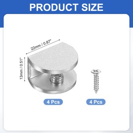 PATIKIL 4 Pcs Adjustable Frameless Glass Shelf Bracket, 6-8 mm Shower Glass Clamp Clip Wall Mounted Zinc Alloy Clamp Holder Half Round for Wall Wood Shower Acrylic Shelf Brushed, Silver