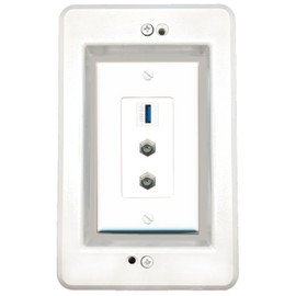 RiteAV in-Wall Cable Management Kit Recessed Outlet 2 Coax USB-3 Wall Plate