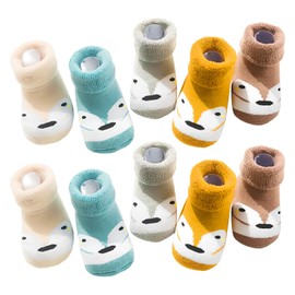 Zimoer 5 Pairs Baby Socks 6-12 Months,Breathable & Absorbent Organic Cotton Socks for Infants & Toddlers for Unisex Newborn