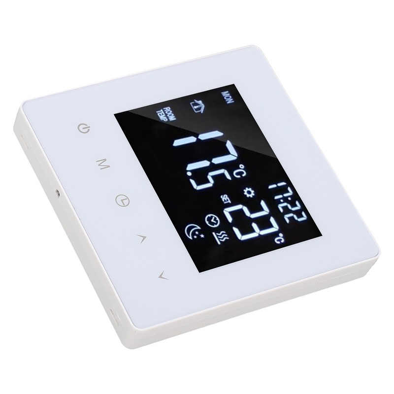 White Intelligent Thermostat Touch Screen 16A LCD Display Smart Temperature