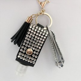 Bling Nail Clippers Travel Bottle Case with Keychain Fingernail Clipper Cutters Sets with Nail File Sharp and Small Refillable Containers