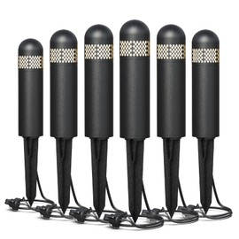VENUS MANUFACTURING Low Voltage Bollard Lights 6PK Kits 3W LED Outdoor Landscape Lighting 200Lumen Pathway Light 3000K Warm White Wired Walkway, Driveway & Sideway Lights Black Metal with Connector