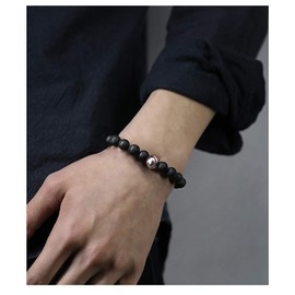 Suyi Men's Lava Stone Bracelet Baseball Beaded Bracelet Elastic Sports Gifts Silver