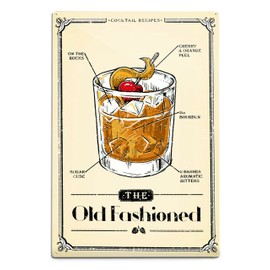 Lantern Press Prohibition, Cocktail Recipe, Old Fashioned (12x18 Aluminum Wall Sign, Wall Decor Ready to Hang)
