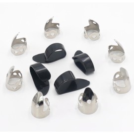 CashBeat 12Pcs Steel Finger Thumb Picks Set for Guitar, Banjos, and Other Instruments, Includes 8 Silver Stainless Finger Picks and 4 Black Thumb Picks