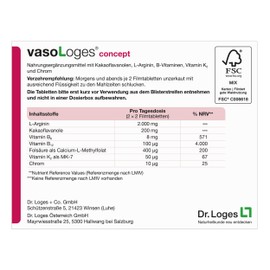 vasoLoges® concept - 120 tablets - with cocoa flavanols to promote the elasticity of blood vessels and thus as a contribution to normal blood flow