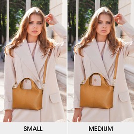 Kattee Leather Purses and Handbags for Women Crossbody Shoulder Tote Bag Soft Satchel Top Handle, Brown, Medium, Fashion