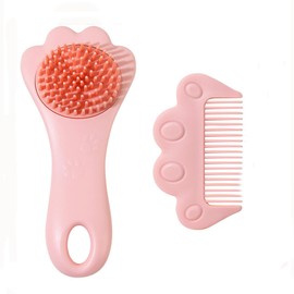 Baby Hair Brush,Toddler Hair Comb,Baby Hair Brush Comb Set,Small Cute Comb for Wet Dry Hair - Silicone Gentle Bath Brush Scalp Massager Brush for Newborns Toddlers Perfect Baby Registry Gift (Pink)