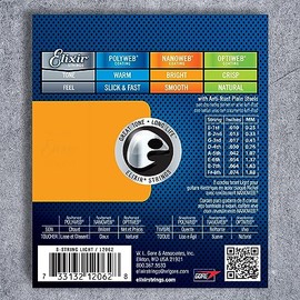 Elixir Elixir Strings, Electric Guitar Strings, Nickel Plated Steel with NANOWEB Coating, Longest-Lasting Bright Tone with Comfortable Feel, 8 String Light 10-74