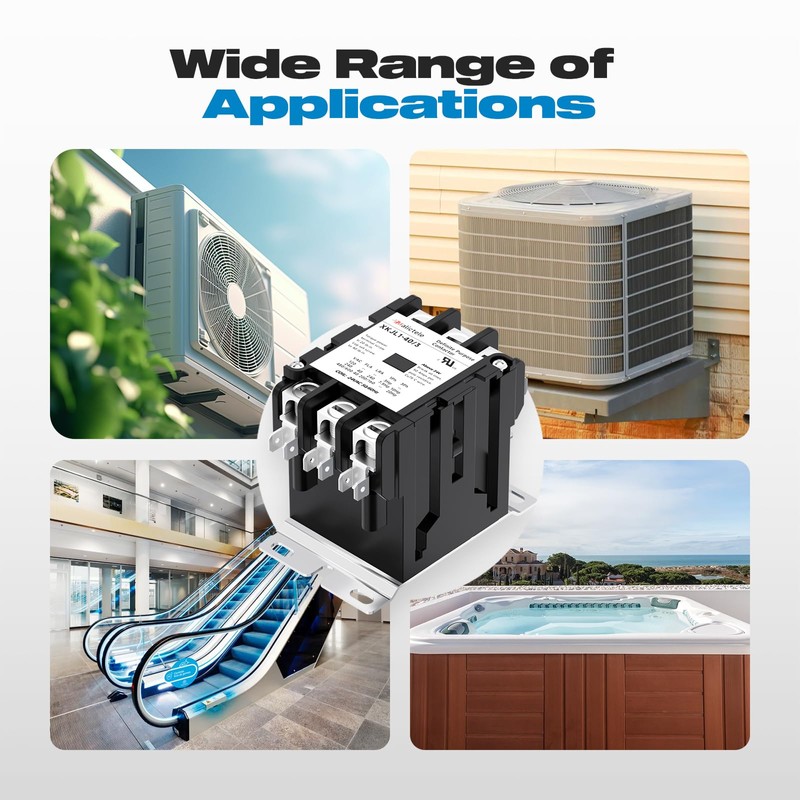 AC Contactor, Malictele 3 Pole 40 Amp Contactor 24v Coil