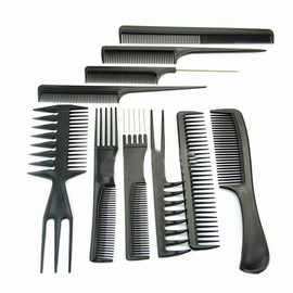 Banfluxion 10 Piece Black Professional Salon Hair Styling Barber Combs Kit Hair Barber Comb Set Plastic Fine and Wide Tooth Hair Combs for Hairdressing Stores and Styling Stores