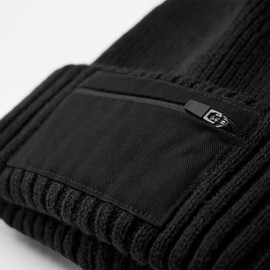 Beechfield - Zip Patch Beanie Beanie with Double Layer Knit - Beanie Hat Men, Beanie Hats for Women, Winter Hat, Thermal Hat - Contains Recycled Polyester Black