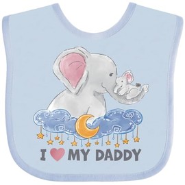 inktastic I Love My Daddy Cute Elephants with Moon and Stars Baby Bib Light Blue 3bdd6