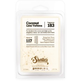 Shortie's Candle Company Coconut Lime Verbena Wax Melts - Formula 117-1 Highly Scented 3 Oz. Bar - Made with Natural Oils - Fruit & Berry Air Freshener Cubes Collection