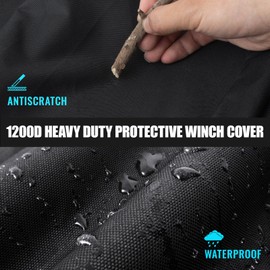 WIWIDRM Winch Cover, Newly Upgraded Heavy-Duty Waterproof 1200D Oxford Fabric Cover for 12500-17500 lbs Electric Winches, Dust-proof, Durable (24.8" x 10.4" x 8.7")