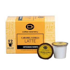 Caramel Vanilla Latte Coffee Pods by Coffee Beanery | 12ct Flavored Coffee Pods Medium Roast Coffee Pods| 100% Specialty Arabica Coffee| Gourmet Coffee Pods