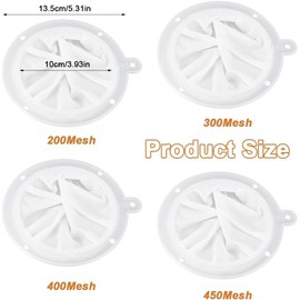 4 Pcs Plastic Nylon Fine Mesh Strainer, 200/300/400/450 Mesh Food Filter Strainer, Ultra Fine Mesh Strainer Sieve, Reusable Kitchen Sieve Fine, with Hole Hanging, for Soy Milk, Tea, Juice, Coffee
