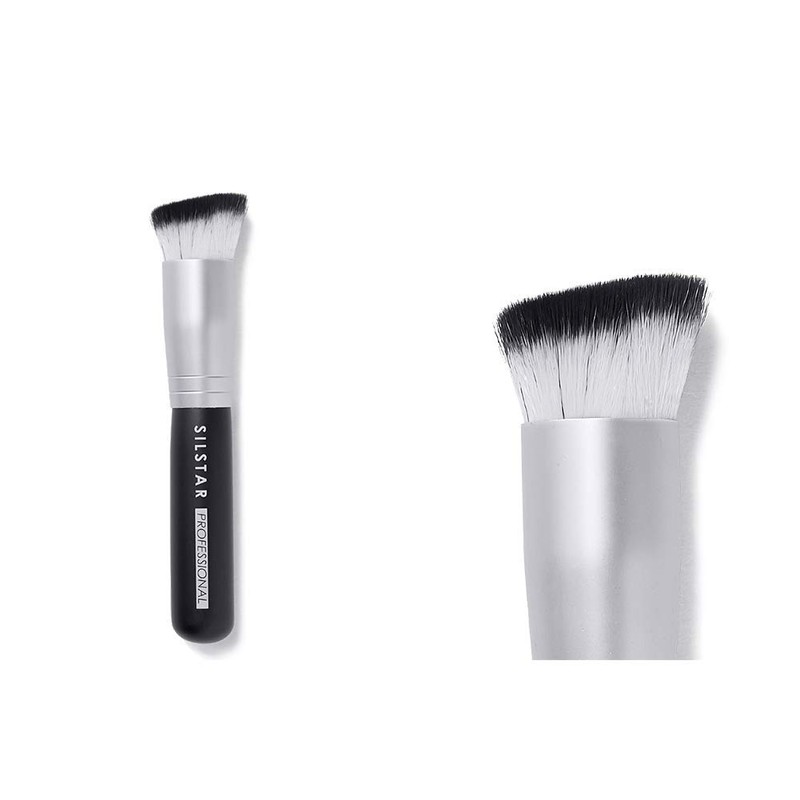 SILSTAR PROFESSIONAL ROUND ANGLED FOUNDATION BRUSH WITH HANDLE MADE OF