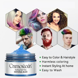 Blue Temporary Color Hair Wax,Instant Hairstyle Cream,Hair Wax Spray,Hair Pomades Hairstyle Wax for Party Cosplay Easy Cleaning 4.23 oz