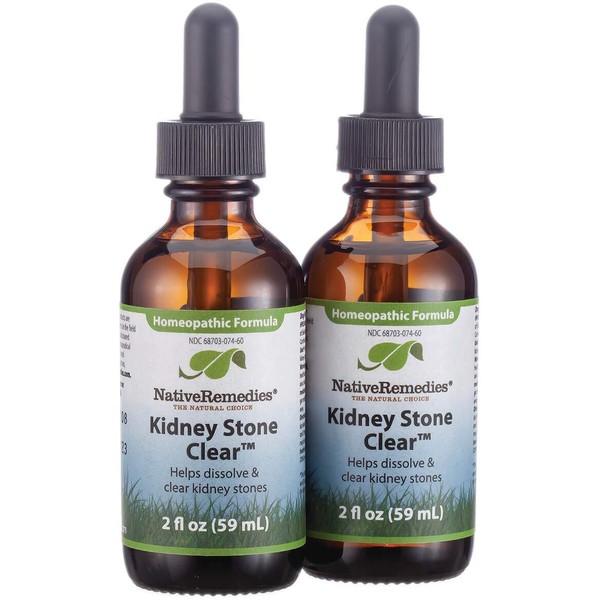 Native Remedies Kidney Stone Clear - Helps Dissolve and Clear Kidney Stones - Relieves Pain, Nausea and Vomiting - 2 Pack