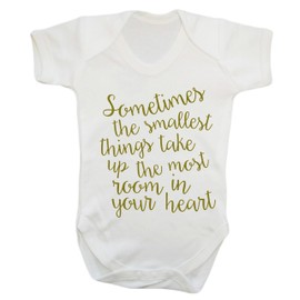 Sometimes The Smallest Things take up The Most Room in Your Heart Baby Vest Bodysuit Babygrow Gold