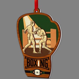2 Layer Wood & Acrylic Boxing Ornament for Christmas Tree - Boxing Lover Gift, Friendship Decoration