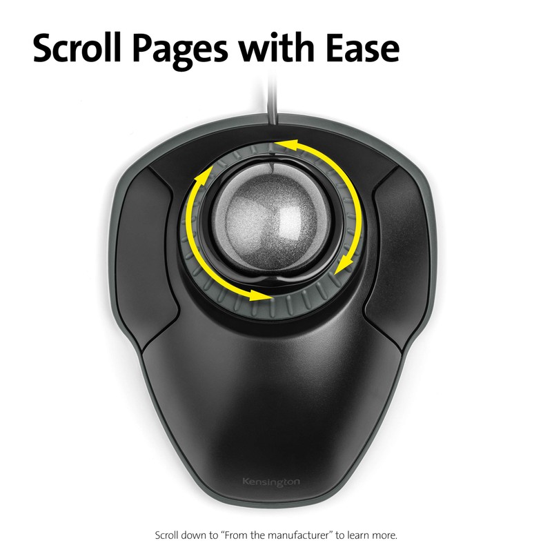 Kensington Orbit Trackball Mouse with Scroll Ring (K75327WW), Black-Grey