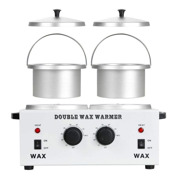 Double 4.3" Aluminum Pot Melting Wax Warmer Electric Hot Wax Heater Machine For Facial Total Body Hair Removal