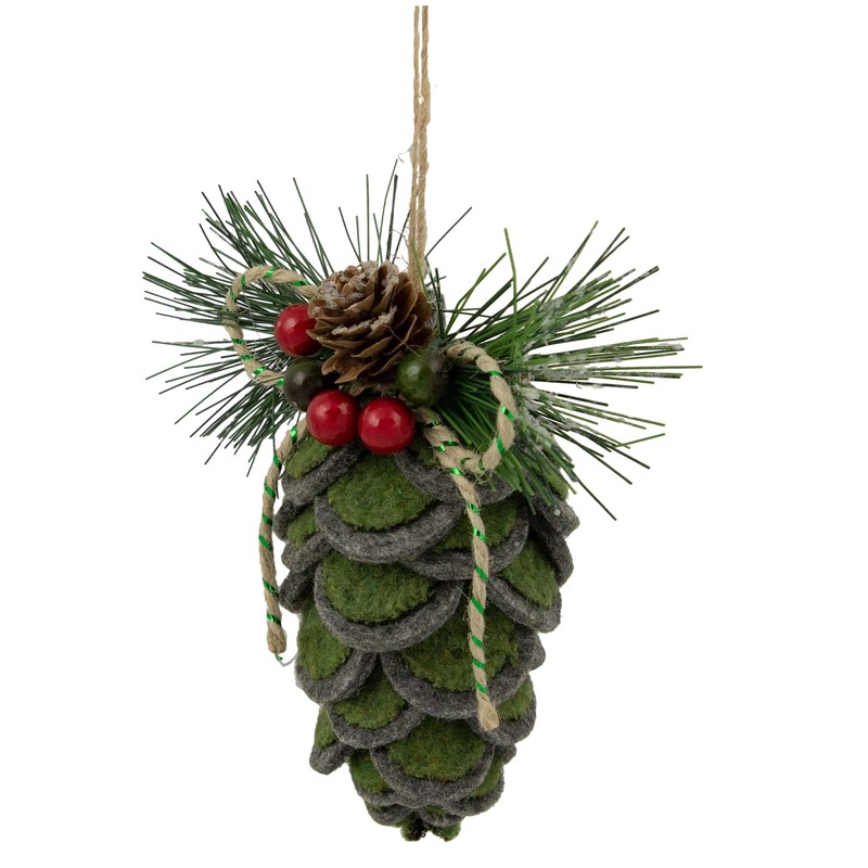 Northlight Pinecone Fabric Christmas Ornament, 6", Green