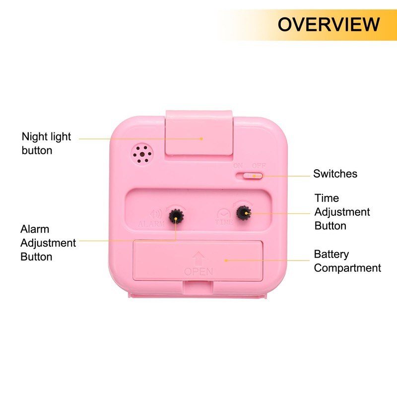 uxcell Small Battery Operated Analog Alarm Clock, Square Travel Clock