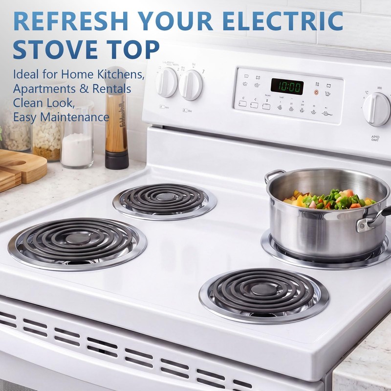 Singhoow 4 Pack Electric Stove Burner Drip Pan 2 x