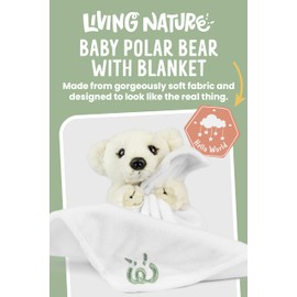 Living Nature Baby Polar Bear Stuffed Animal Plush Toy | Includes Blanket | Fluffy and Cuddly Polar Animal | Soft Toy Gift for Newborns And Babies | Naturli Eco-Friendly