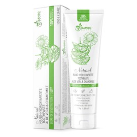 Natural Fluoride Free Toothpaste - Nano Hydroxyapatite, Remineralizing, Sensitive Teeth, Whitening & Zero Waste Tube - Dentist Recommended for Adult & Kids Oral Aloe Vera & Chamomile (Single, Aloe)