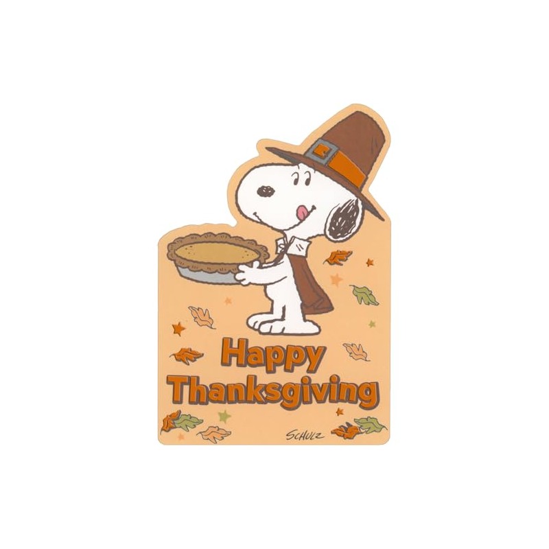 American Greetings Pilgrim Snoopy Holding Pumpkin Pie Die Cut Thanksgiving