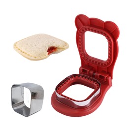 BOSIDETOOL Sandwich Cutter and Sealer, Decruster Sandwich Maker for kids lunch Uncrustable Sandwich Maker，Easy for School Lunchbox and Bento Box Square - Red
