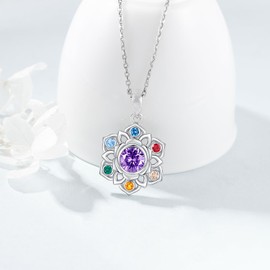 Friggem Women's Lotus Necklace 925 Sterling Silver Lotus Flower Pendant Necklace Yoga Lotus Spiritual Jewellery Gifts for Women Girls, Sterling Silver, No Gemstone