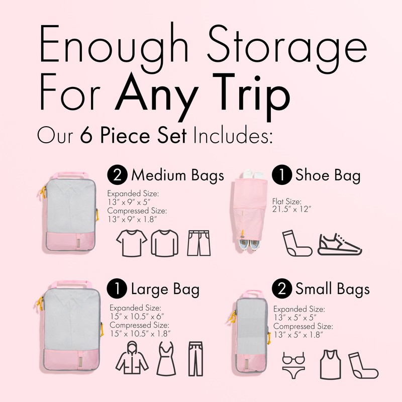 (Not Made In China) Compression Packing Cubes For Travel, Suitcase