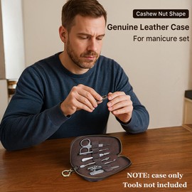CONTACTS Full Grain Leather Manicre Set Case Travel Nail Clipper Pouch Empty for Men Personal Tools Pouch By Handmade (Case Only)
