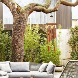 Wood Wind Chime for Indoor Outdoor - 10 Tubes Bamboo Hanging Chime with Harmony Deep Tone, Home Decoration Wind Chimes for Patio Balcony Garden Yard, Gift Idea for Meditation Yoga Relaxation Good Luck