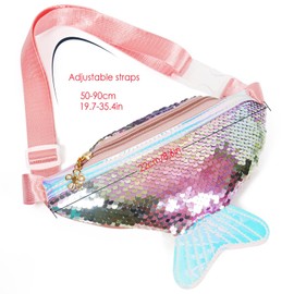 mciskin Girl's Mermaid Fanny Pack - Cute Kids Travel Waist Bag - Crossbody Belt Bag Sport Running Camping Trip -Birthday Gift for Girls (#1)