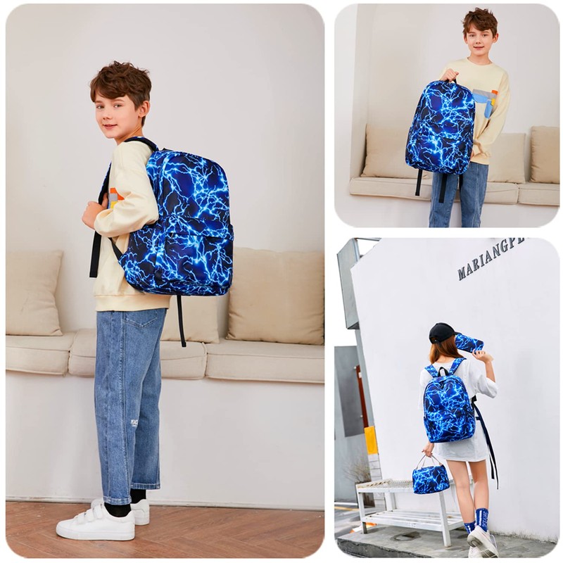 Boy School Backpack Elementary Middle Lightning Bookbag Laptop Teenager Waterproof
