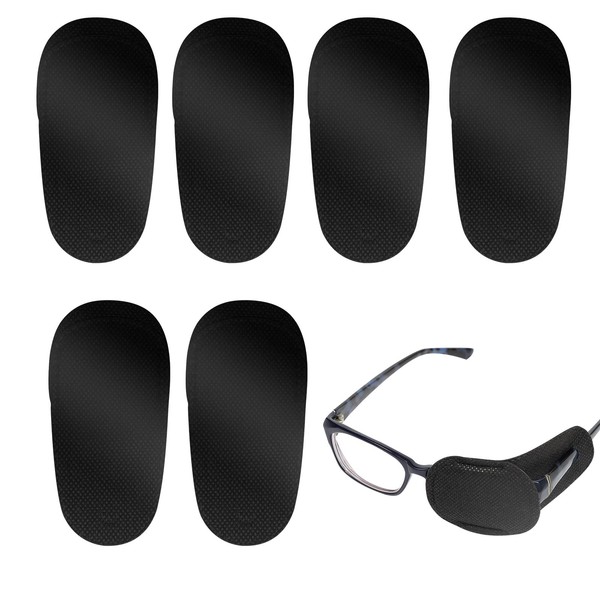 LUTER 6pcs Eye Patches for Glasses, Non-Woven Fabric Large Size Eye Patch to Cover Right Left Eye for Kids' & Adults' Lazy Eye Amblyopia Strabismus Improve Vision (Black)