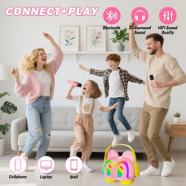 Mini Karaoke Machine for Kids, Toddler Toys Kids Toys for Ages 8-13 Girls Gift Birthday Gifts, Mini Karaoke Machine with 2 Microphones