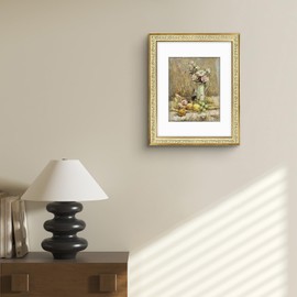 Golden State Art, 11x14 Photo Frame with Mat for Pictures 8x10 and Real Glass (Antique Gold with White Color Mat, 1.25 Inch Frame Border)