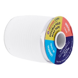 Mandala Crafts Double Fold Bias Tape for Sewing - 55 Yds White Bias Tape Double Fold 1 Inch Hem Quilt Binding White Seam Binding Tape - Fabric Piping Bias Binding Tape