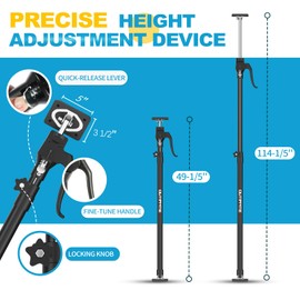 OUTIMATE Third Hand Support Pole Heavy Duty, Cabinet Jacks for Installing Cabinets with 154 LBS Capacity and Expand from 49-1/5 to 114-1/5 in, 1-PC